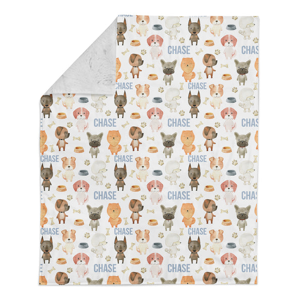 Personalized Name Minky Blanket - Dogs - Dotboxed