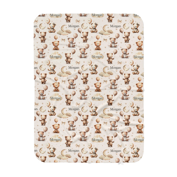 Personalized Name Blanket - NEUTRAL TEDDY BEAR