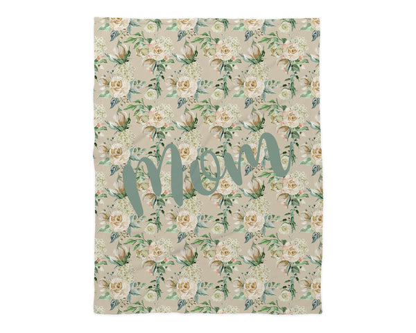 Family Name Minky Blanket - Cream Floral *Single Layer - Dotboxed