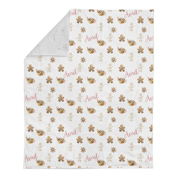Personalized Name Minky Blanket - GINGERBREAD HOLIDAYS - Dotboxed
