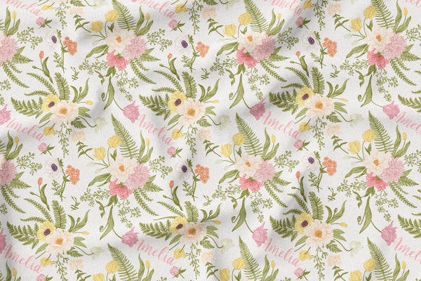 Personalized Name Blanket - Blushing Vintage Floral - Dotboxed