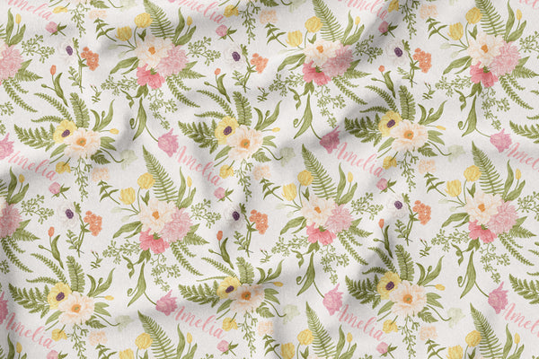 Personalized Name Blanket - Blushing Vintage Floral - Dotboxed