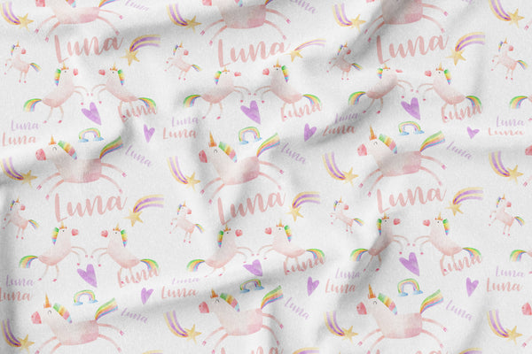 Personalized Name Blanket -  UNICORNS - Dotboxed