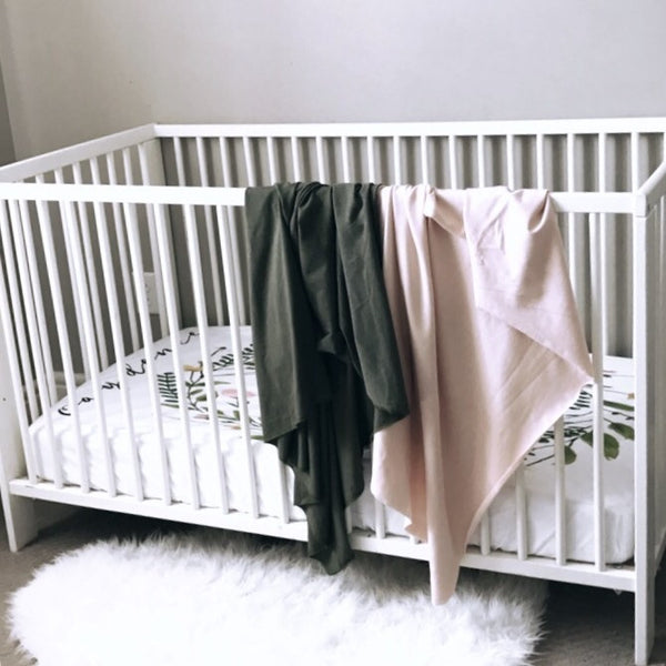 Olive Green  - swaddle - BLANKET + TIED KNOT BEANIE - Dotboxed