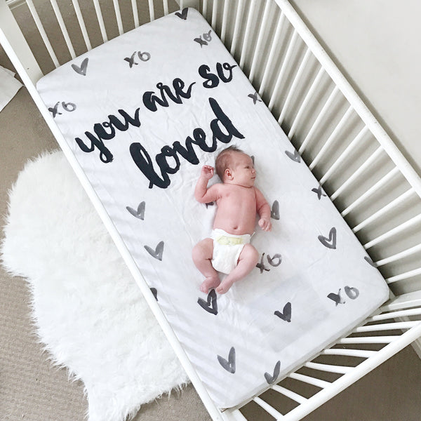 MUSLIN CRIB SHEET - YOU ARE SO LOVED - Dotboxed